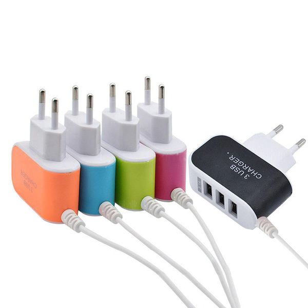 

AC charger universal 3.1A 3 in 1 USB port wall home travel ac charger adapter for Android phone eu plug
