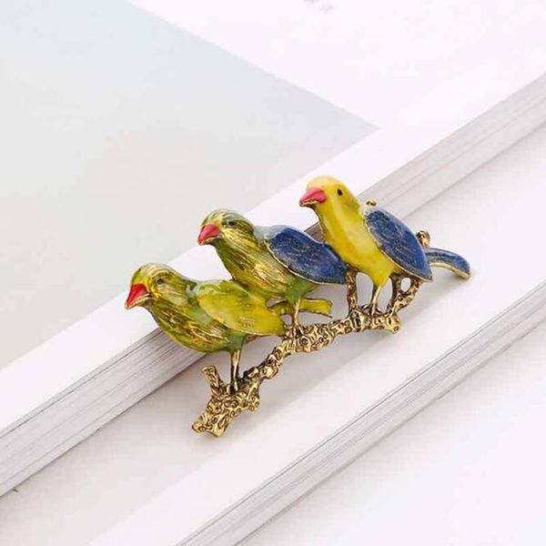 

cute three bird brooch handmade animal boutonniere women clothing accessories brooches creative pin decorations bijoux brooch, Gray