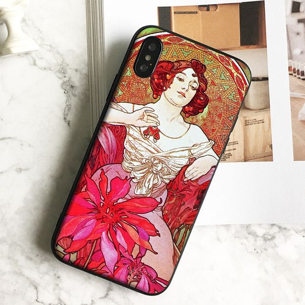 

capa luxury ruby deco painting phone case for iphone 11 pro xs max xr 8 7 6s plus 5 se case soft black tpu silicone cover.