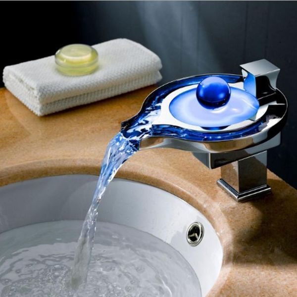 

bathroom waterfall led faucet european brass and cold european chrome creativ with light glowing above counter basin led tap