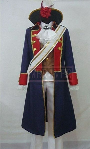 

aph axis powers hetalia prussia cosplay costume set, Black;red