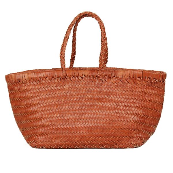 

abdb-women's genuine leather woven shoulder bag cool weaving bucket handbags french casual tote purse cowhide cross handle bag