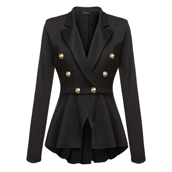 Blazer Mulheres Preto 2XL Plus Size Manga Longa Casaco 2019 New Spring Outono Office Duplo-Breasted Amarelo Casacos Feminina LR87