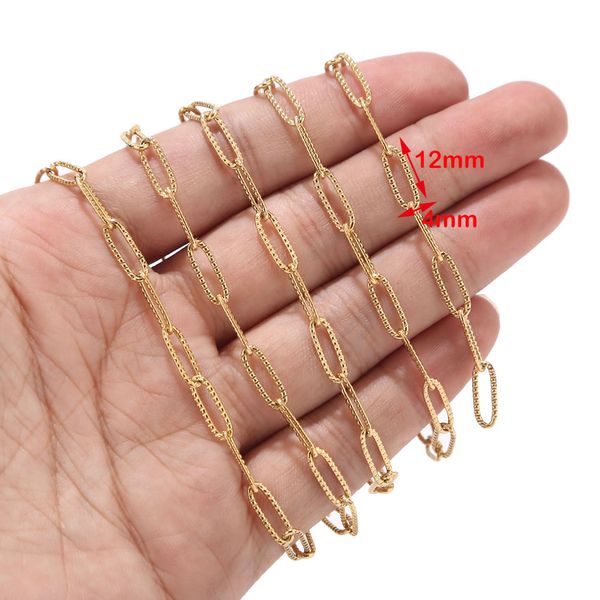 

1 meter 4mm width design stainless steel gold oval rolo link chains findings fit for jewelry making, Blue;slivery