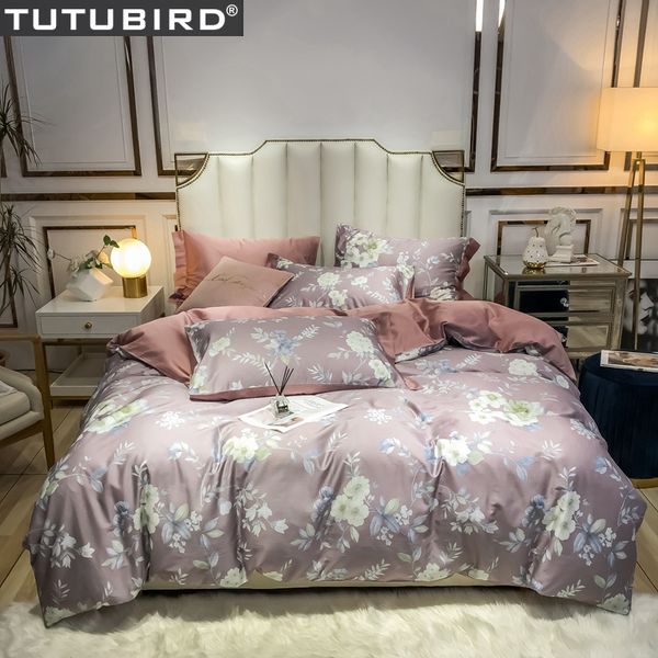 

leaf print bed sheet linen girl princess egyptian cotton bed set pastoral duvet cover satin bedspread  king size