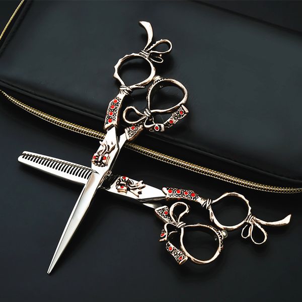 

professional retro hair scissors tijeras peluqueria sakset cutting barber makas cut scissor thinning shears hairdressing scissors 6 inch