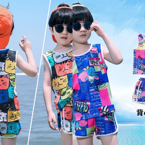

boy's sportswear 2020 in the big handsome quick drying sports children's clothing vest clothes kid-size foreign flavor vest suit