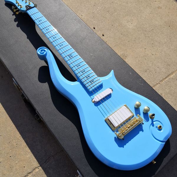 Diamond Série Príncipe Nuvem Céu Azul Guitarra Elétrica Corpo, Pescoço Maple, Amor Símbolo Inlay, Gold Trels Rod Cover, Wrap Roundpiece