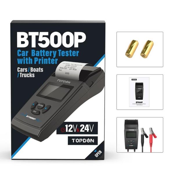 

on battery tester bt500p with printer battery load test charging test cranking for 12v / 24v cars trucks suv motorcycle