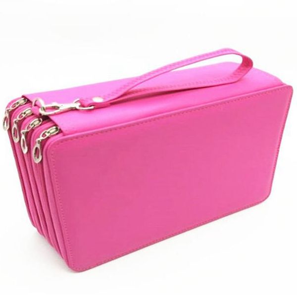 

large capacity pu leather 168 slots multi-layer colored pencil wrap storage case pouch holder stationery organizers