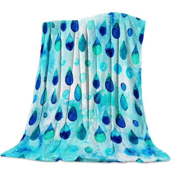 

water drops rain turquoise throw blanket bedspread soft fleece blanket air/sofa/bedding winter bedsheet