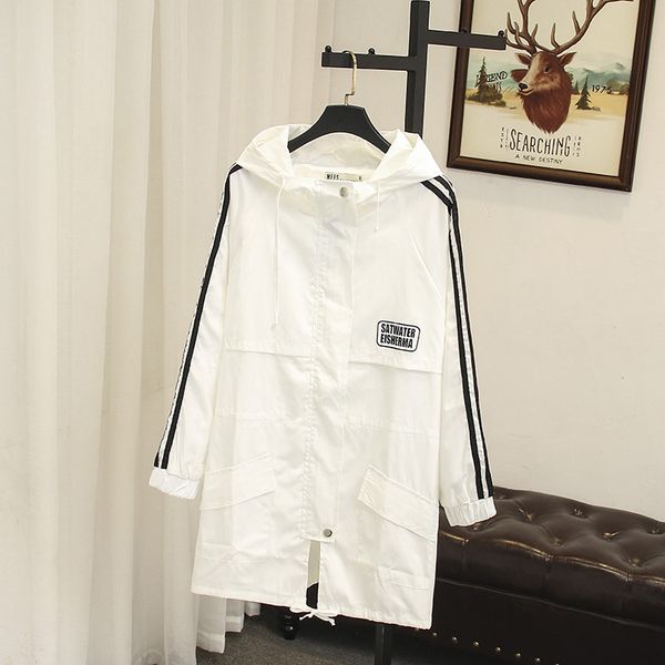 

windbreaker women autumn trench coat hooded zipper plus size womens coats classic striped sleeve long trenchcoat outdoor 3xl-6xl, Tan;black