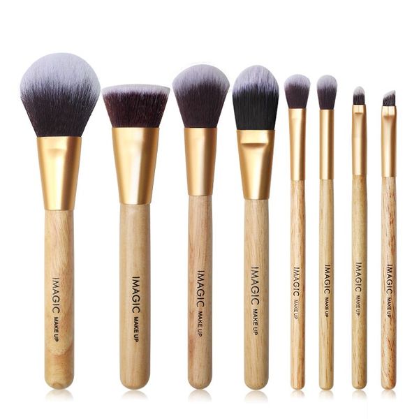 

50 sets/lot dhl imagic make up brushes 8 pcs brush set kit professional nature brushes beauty essentials makeup brushes with makeup bag