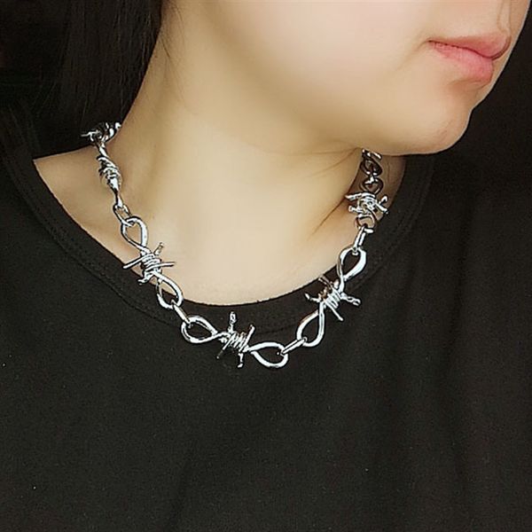 

new handmade men women chain hip hop thorns spur necklace heavy duty padlock choker metal collar kpop, Silver