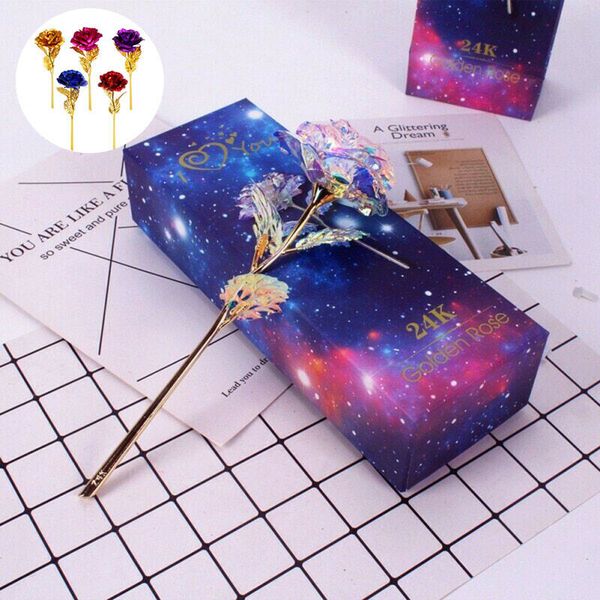 

24k gold plated galaxy rose valentine's day gift to girlfriend wife love present