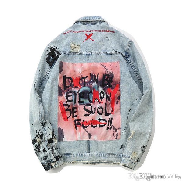 

2020 mens designer jackets high street hip hop casual blue jacket men's letters printing old faucet streetwear cowboy jacket sizes, Black;brown