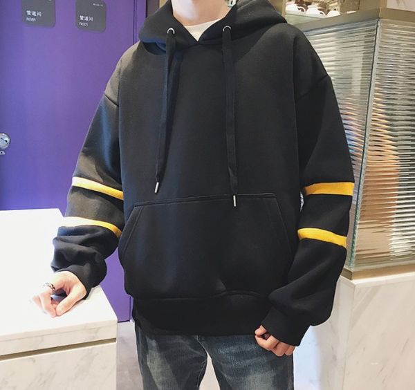 

mens hoodie fashion style male casual hoodies long sleeve sweatshirt for men with 4 colors asian m - 2xl, Black