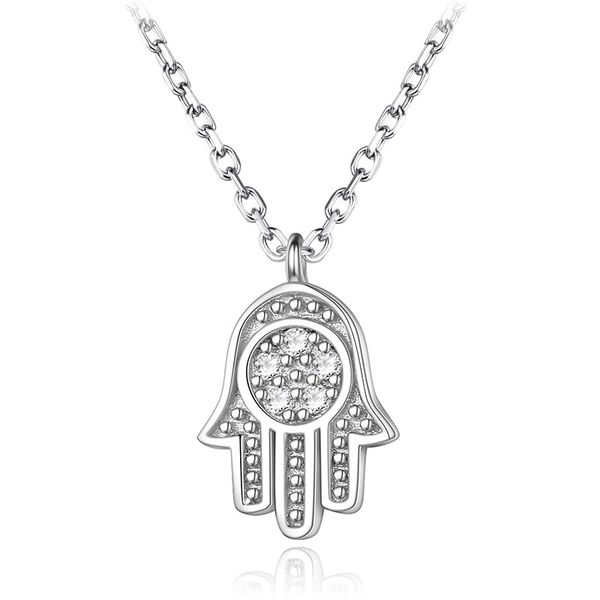 

boho real 925 sterling silver zircon hamsa hand of fatima necklace lady crystal pendant jewelry choker vintage necklace