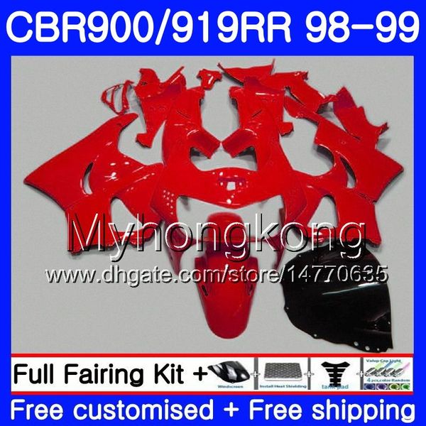 Karosserie für HONDA CBR 900RR CBR 919RR CBR900 RR CBR919RR 98 99 278HM.19 CBR900RR CBR 919 RR CBR919 RR ALL Red Factory 1998 1999 Verkleidungsset