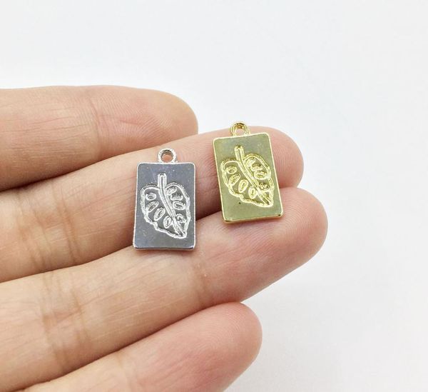 

eruifa 20pcs10*15mm new arrival tropical leafzinc alloy rectangle coin necklace,earring bracelet jewelry diy handmade 2 colors, Silver
