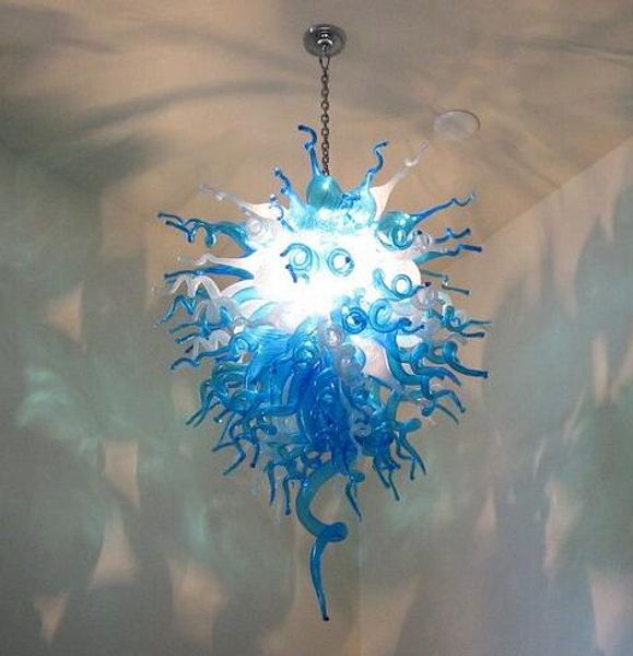 Лампы элегантные синие и белые стеклянные люстры Edison лампочки невероятные дизайн декор ручной вздутие-стеклянной люстры для дома
