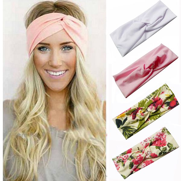

72 colors bohemia twist headbands boho cotton stretch girls turban bandana hair accessories bandage on head gum hair bands le259, Slivery;white