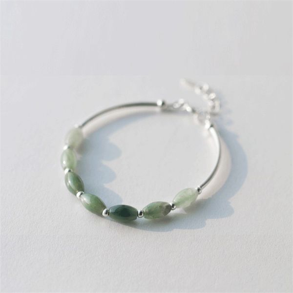 

real 925 sterling silver natural green jade bracelet bangle cuff jewelry for women sterling silver 925 jewelry, Black
