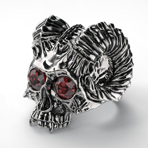 

luxury death punk titanium steel finger rings skeleton jewelry skull rings anniversary engagement party wedding gifts for men, Silver