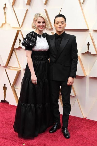 

lucy boynton black prom dresses oscars short sleeve evening gowns plus size special occasion party vestido de fiesta red carpet dress, Black;red