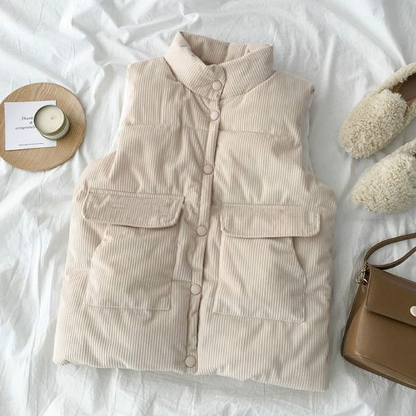 

corduroy vest turtleneck spring autumn vest winter thick section warm coat solid sleeveless waistcoat women's clothing hk424, Black;white