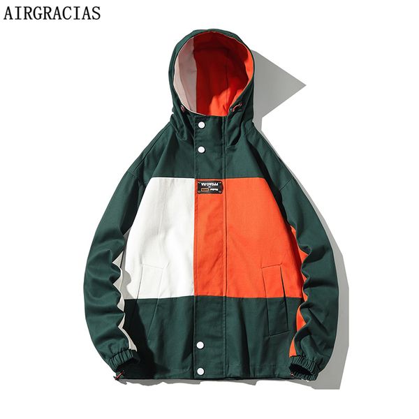 

airgracias patchwork color bomber jacket men 95% cotton spring autumn outerwear sportswear mens hoodies jackets male coats m-5xl, Black;brown
