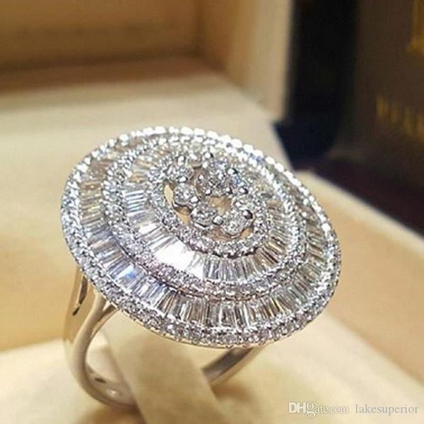 

женщины big циркон кольцо подарков для любви girlfriend bling bling обручальное свадебные кольца сша размер 6 7 8 9 10, Slivery;golden