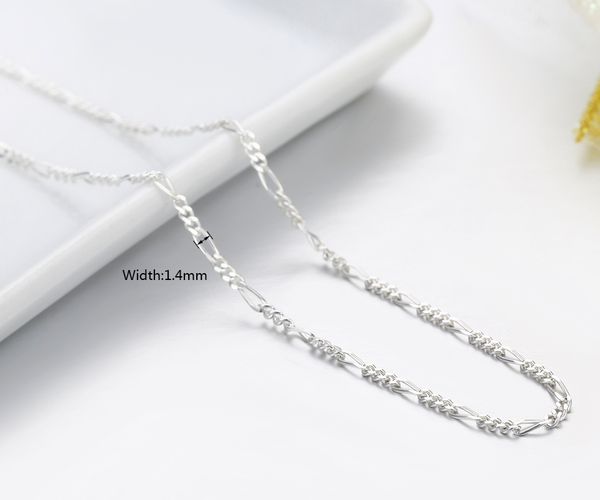 

italy made slim 925 sterling silver figaro chains choker necklace women jewelry kolye collier collares ketting collane 35-70cm