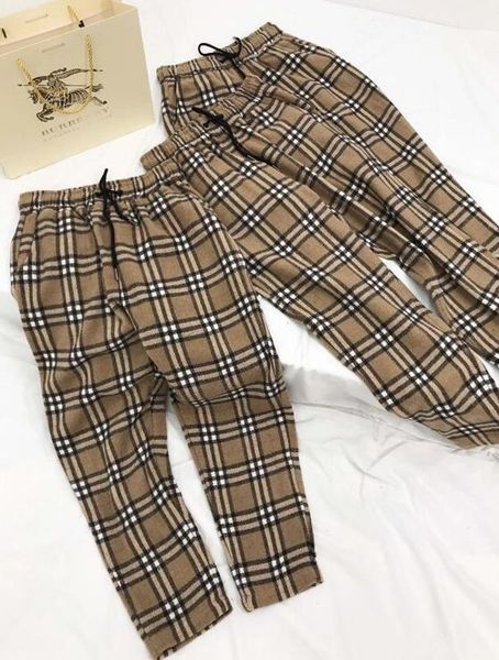 

plaid pant новые брюки осень и зима толстые негабаритные девять очков женские брюки европейский и американский популярный плед печатный улич, Black