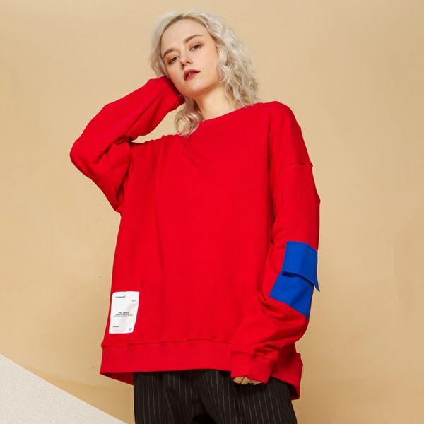 

spring fashion o-neck long sleeve oversized hoodie women black red 2019 new arrival bf style couple hoodies harajuku sweatshirt