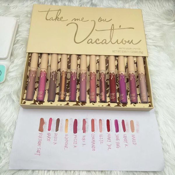 

Горячий новый макияж Jenner Cosmetics vacation edition Возьмите меня в отпуск 12шт / коробка матов