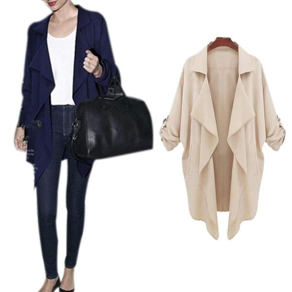 

women slim jacket outfit popular polyester warm long sleeve cultivate oneself irregular outwear solid cardigan coat, Tan;black