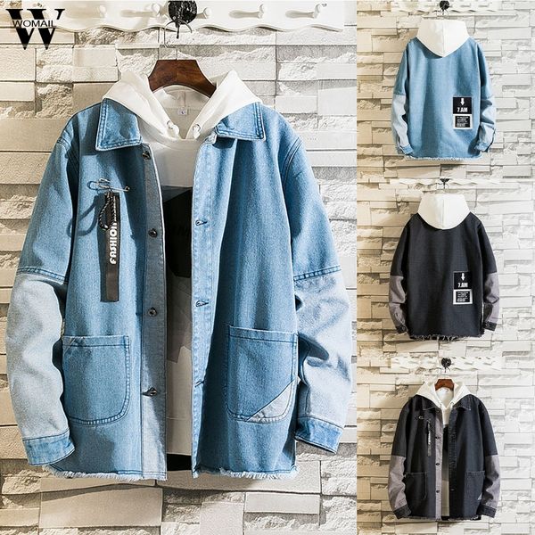 

womail jackets men autumn new 2019 fashion male jean jacket hip hop streetwear jackets coat denim casual streetwear 731, Black;brown