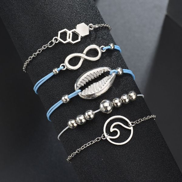 

shell 8 word english letter hexagon seven yinzhu concise bracelet five paper set ornaments, Golden;silver