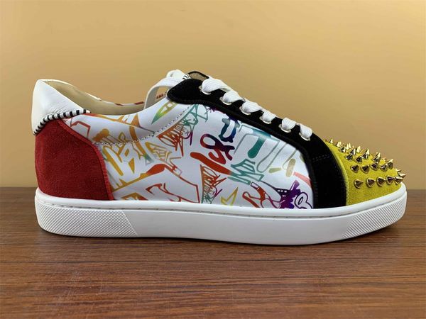 

fashion designer shoes low-sneaker red sole real leather studs hococal sneakers for men women, Black