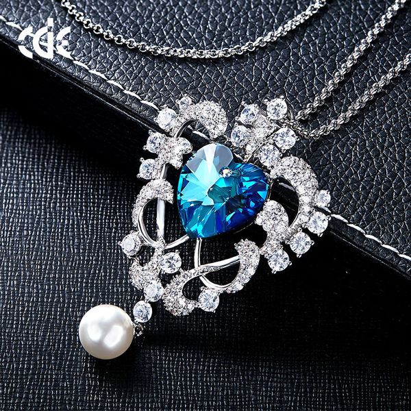 

wedding party beaded pearl gift woman lady diamond jewelry necklaces for bride acting initiation graduation cde-1508, Silver