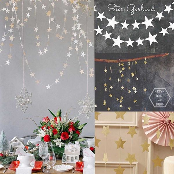 

1pc4m hanging star pine garland christmas tree garland decor 3 colors christmas decoration ornament festival celebration props