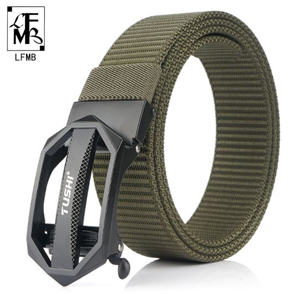 

lfmb]tactical belt men adjustable heavy duty tactical waist belts with metal buckle nylon belt hunting accessories, Black;brown