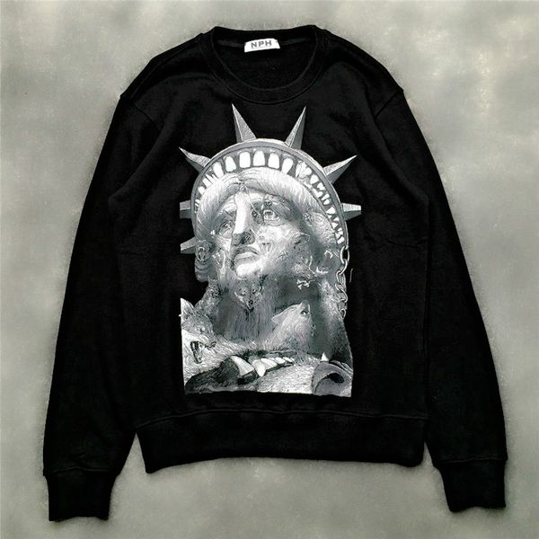 

mens designer hoodies givh7 new fashion brand luxury three-dimensional plaster figure wolf head printed sanitary garment new, Black