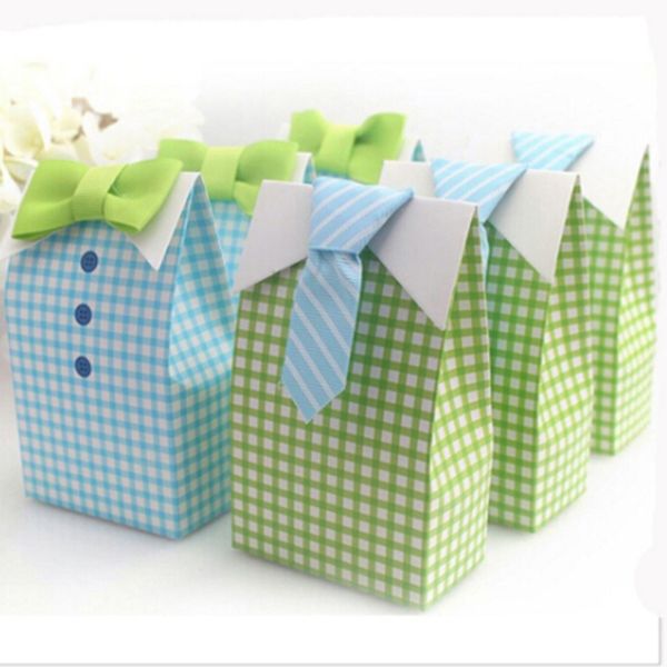 

blue green stripe bow tie birthday boy baby shower favor candy treat bag wedding favors gift bags candy box