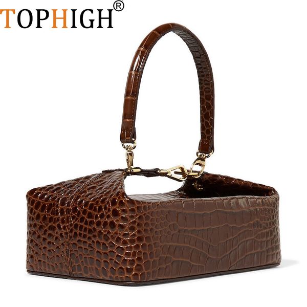 

igh crocodile pattern box bag women leather handbag vintage handle lady clut purse clutch luxury wallet evening bag f154