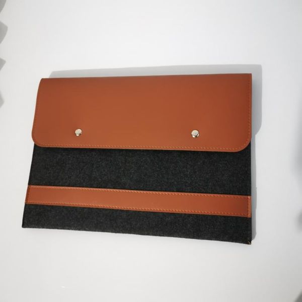 

2pcs men leather briefcase for macbook pro air acer ultrabook lapcase carrying pouch felt file package envelope bag comp