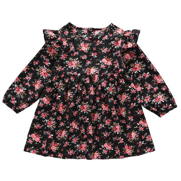 

autumn toddler clothes kid tee shirt casual long sleeve spring new retro style blouse garden floral girl baby dress