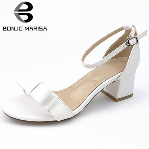 

bonjomarisa 2020 новый женский комфорт натуральная кожа стельки сандалии сладкий бабочка-узел сандалии женщины мед копыта каблуки обувь женщ, Black