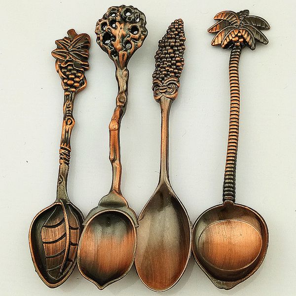 

retro spoon flatware set creative fruit shape teaspoon dinnerware sets zinc alloy spoon tableware set coffee spoons 4 styles dbc dh0873